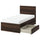 STORKLINTA bed frame with 2 storage boxes, dark brown oak effect/Lönset, 90x200 cm