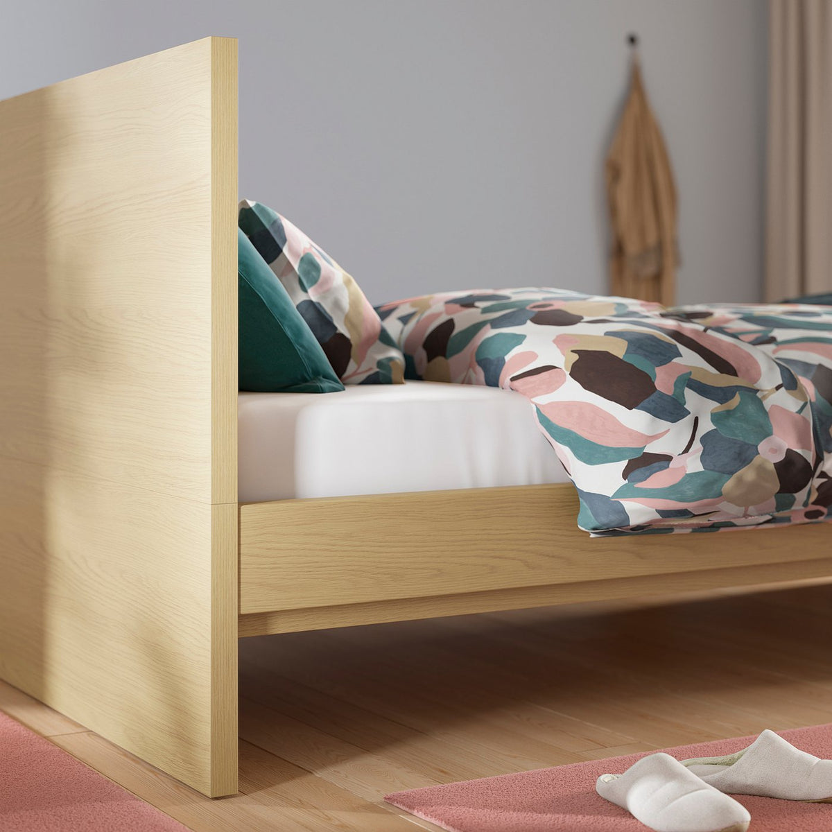 STORKLINTA bed frame, oak effect, 90x200 cm