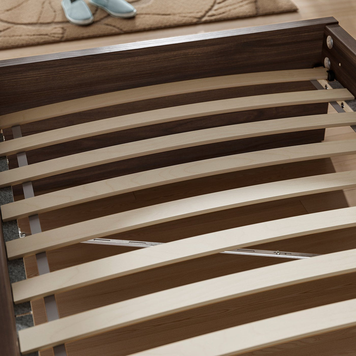 STORKLINTA bed frame, dark brown oak effect, 90x200 cm