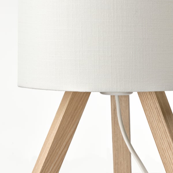 STORSEGEL table lamp, ash/white, 18 cm