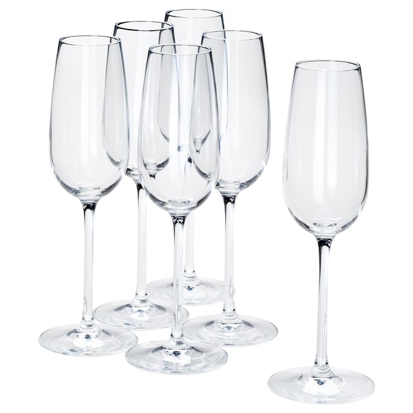 STORSINT champagne glass, clear glass, 22 cl, 6 pack