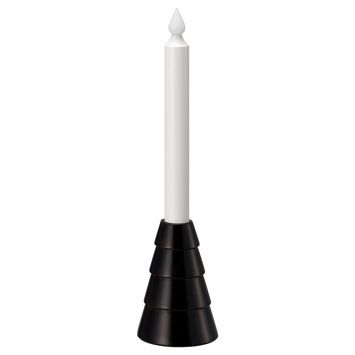 STRÅLA LED candle, battery-operated/wood black, 7 cm