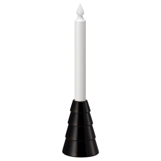 STRÅLA LED candle, battery-operated/wood black, 7 cm