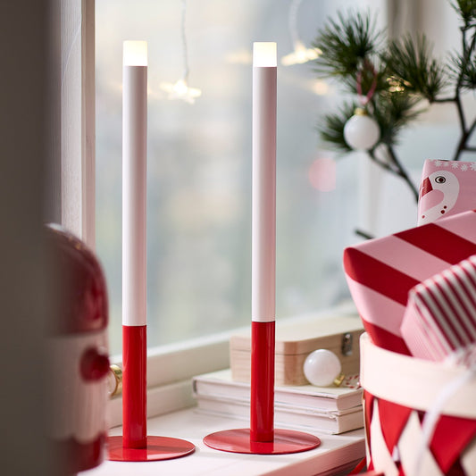 STRÅLA LED candle, battery-operated red, 10.5 cm