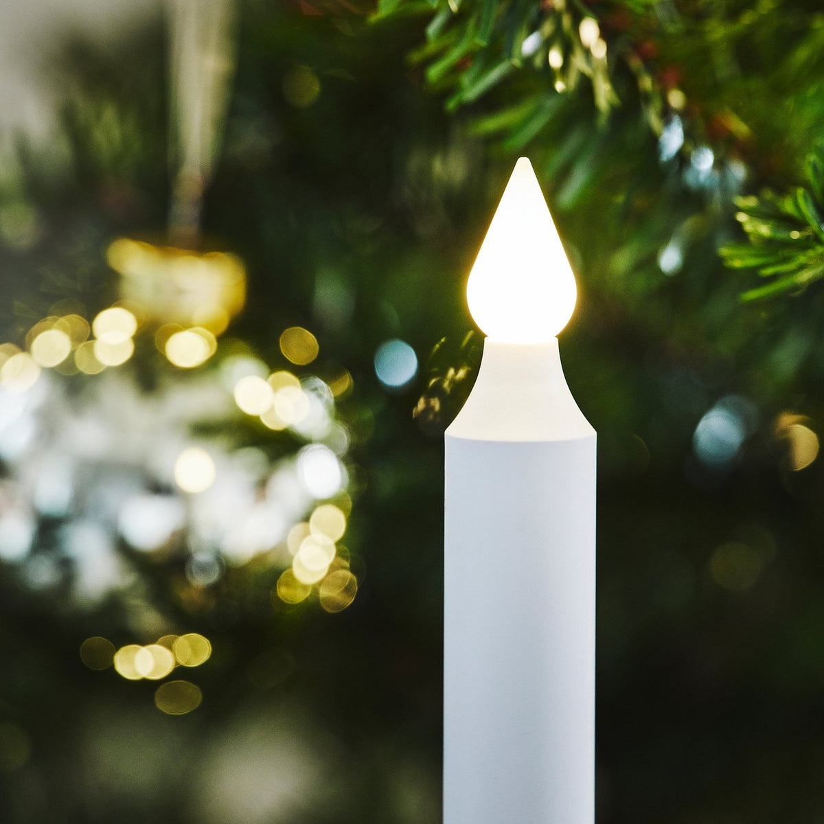 STRÅLA LED candle, clip-on battery-operated/black, 17 mm