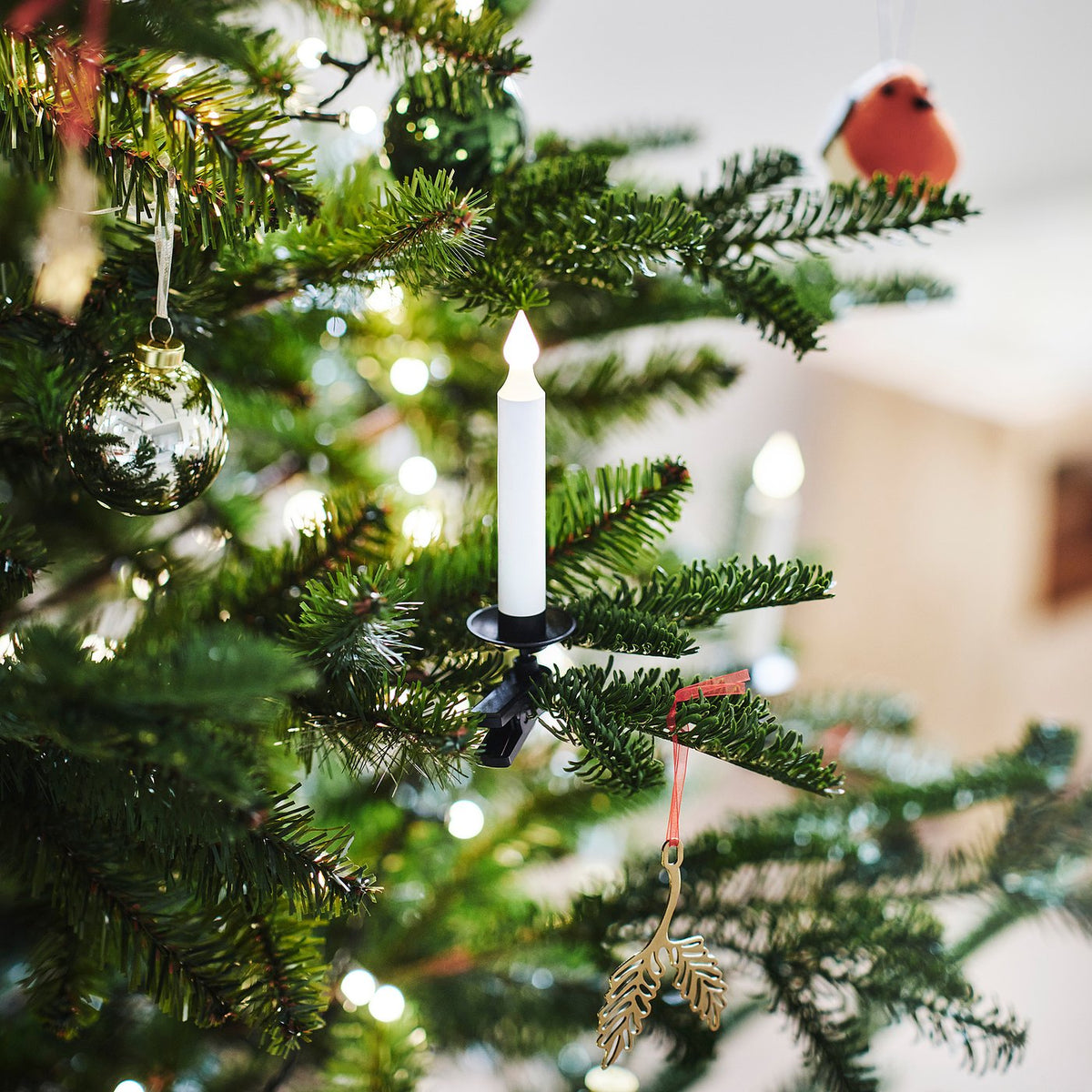 STRÅLA LED candle, clip-on battery-operated/black, 17 mm
