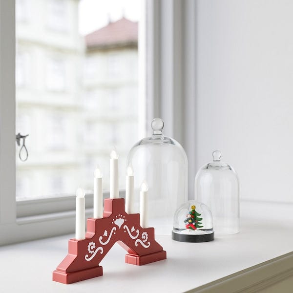 Ikea STRÅLA - LED 5-armed candelabra, battery-operated/mini red