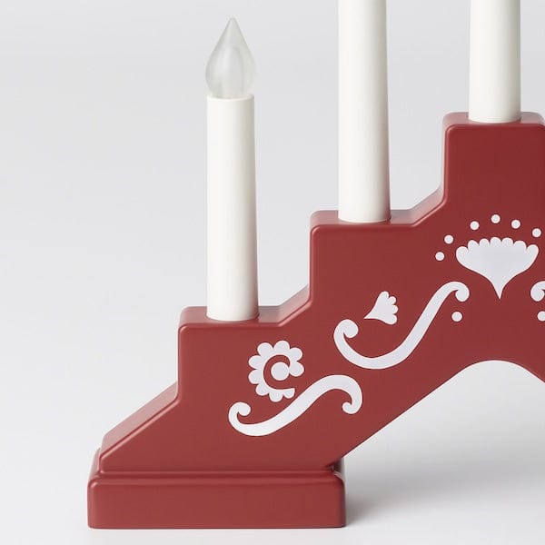 Ikea STRÅLA - LED 5-armed candelabra, battery-operated/mini red