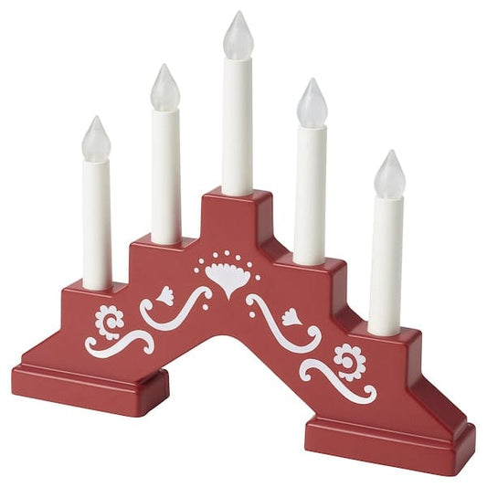 Ikea STRÅLA - LED 5-armed candelabra, battery-operated/mini red