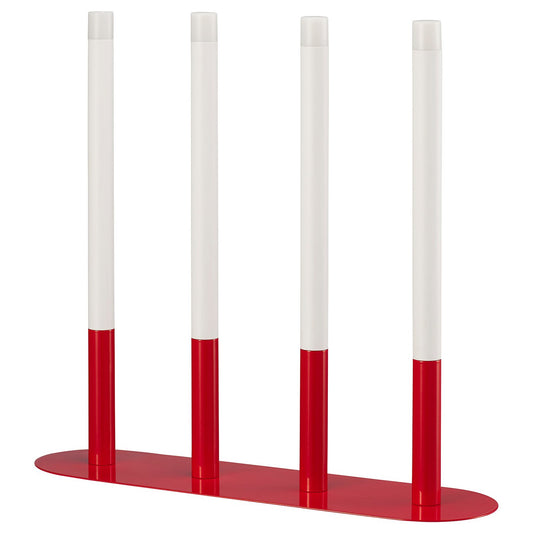 STRÅLA LED candelabra, candle-shaped battery-operated/red, 38x35 cm