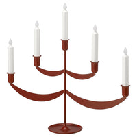 STRÅLA LED candelabra, metal/battery-operated red, 50x47 cm