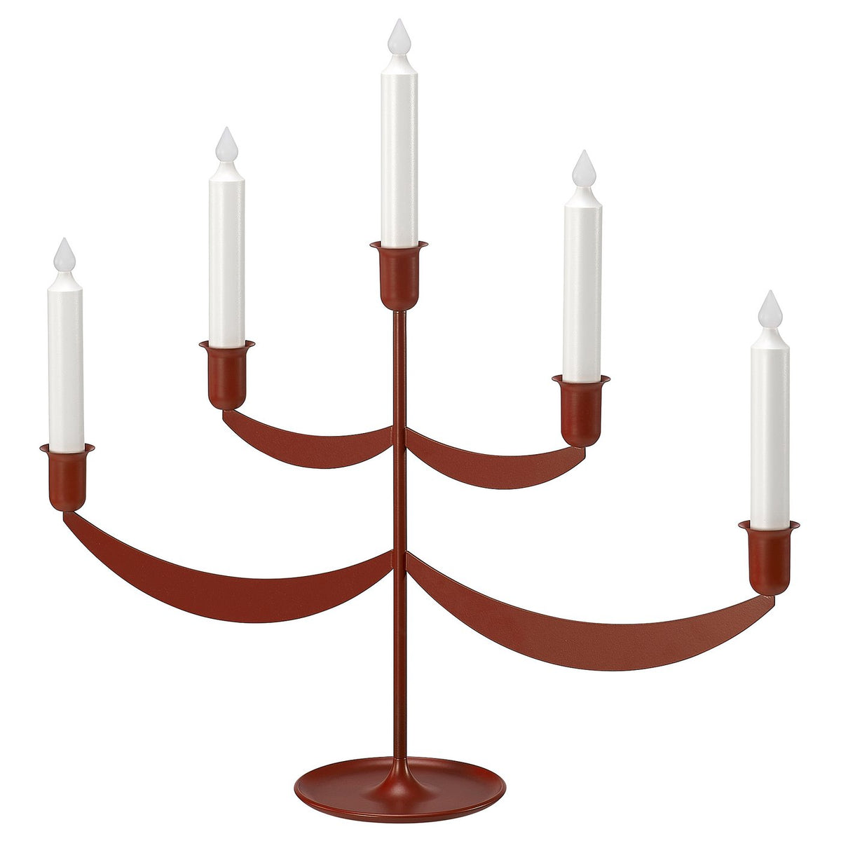 STRÅLA LED candelabra, metal/battery-operated red, 50x47 cm