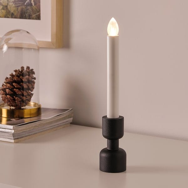 Ikea STRÅLA - LED candle holder, battery-operated, black, 28 cm