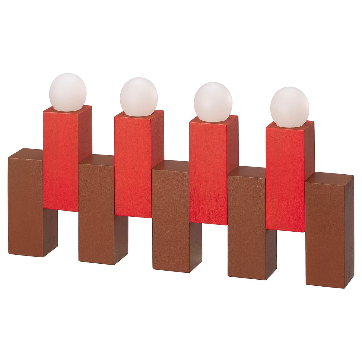 STRÅLA LED table decoration, battery-operated/wooden block red, 270 mmx135 mm cm