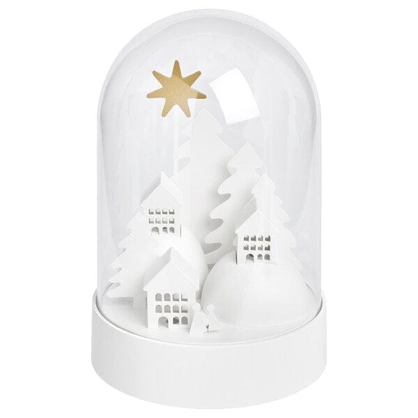 Ikea STRÅLA - LED table decoration, battery-operated dome/village white, 18 cm