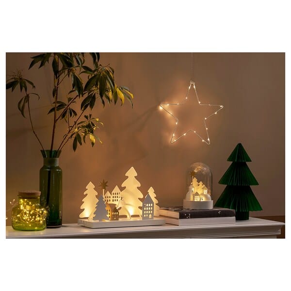 Ikea STRÅLA - LED table decoration, battery-operated dome/village white, 18 cm