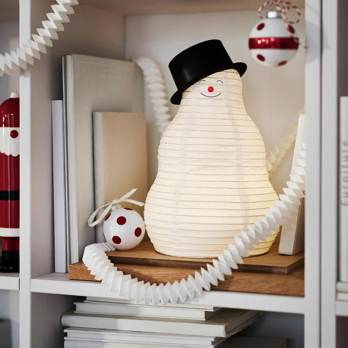 STRÅLA LED table decoration, battery-operated/snowman white, 195 mmx280 mm cm