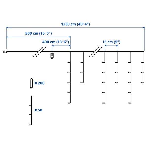 Ikea STRÅLA - LED lighting 200 lights, outdoor/ stalactite-shaped