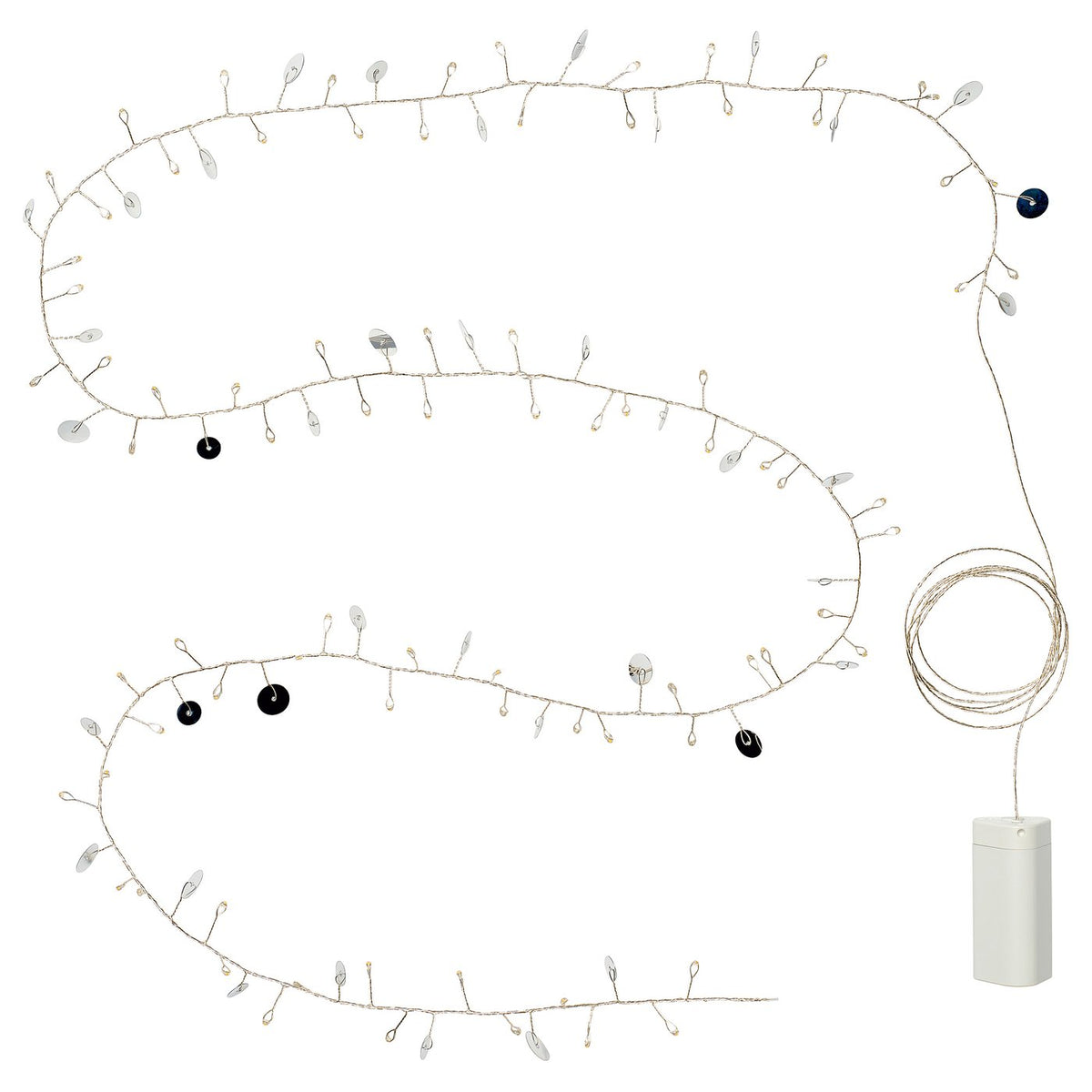 STRÅLA LED lighting chain, battery-operated/discs