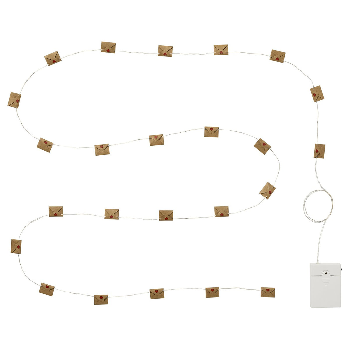 STRÅLA LED lighting chain, envelope battery-operated/red, 2.80 m