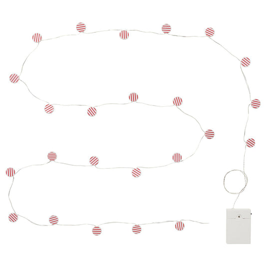 STRÅLA LED lighting chain, candy battery-operated/red, 2.8 m