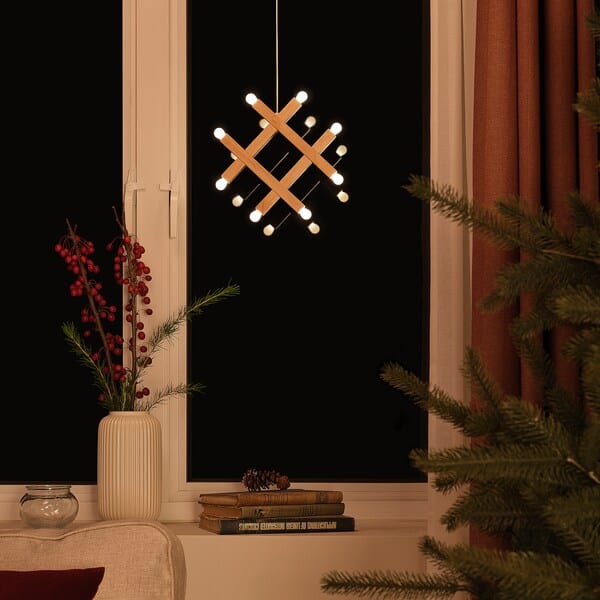 Ikea STRÅLA - LED pendant lamp, battery-operated/pine, 25 cm