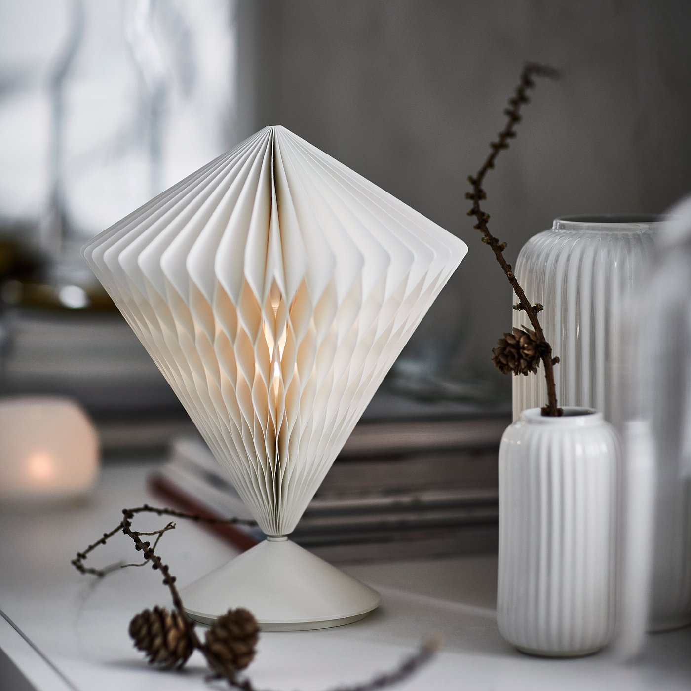 STRÅLA LED decorative table lamp, tree-shaped battery-operated/white, 11.5 cm