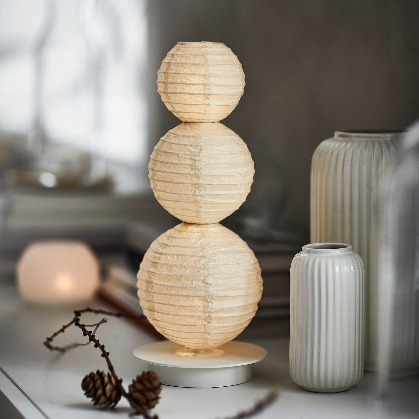 STRÅLA LED decorative table lamp, ball shaped battery-operated/white, 12 cm
