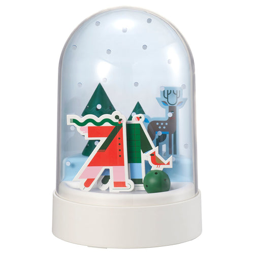 STRÅLA table lamp, snowy night/battery-operated dome, 11.5 cm