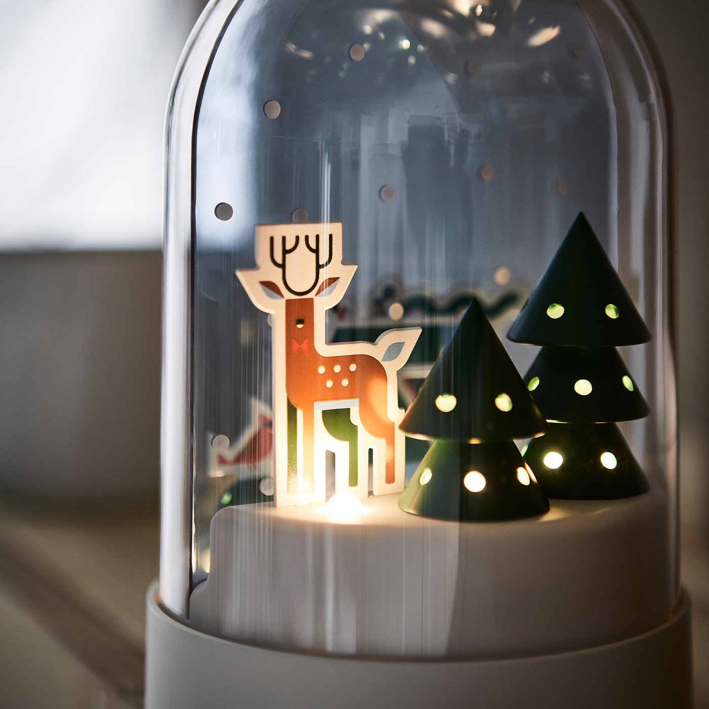 STRÅLA table lamp, snowy night/battery-operated dome, 11.5 cm
