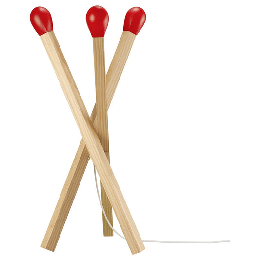 STRÅLA LED floor lamp, matchstick-shaped wood, 2.5 mx32 cm