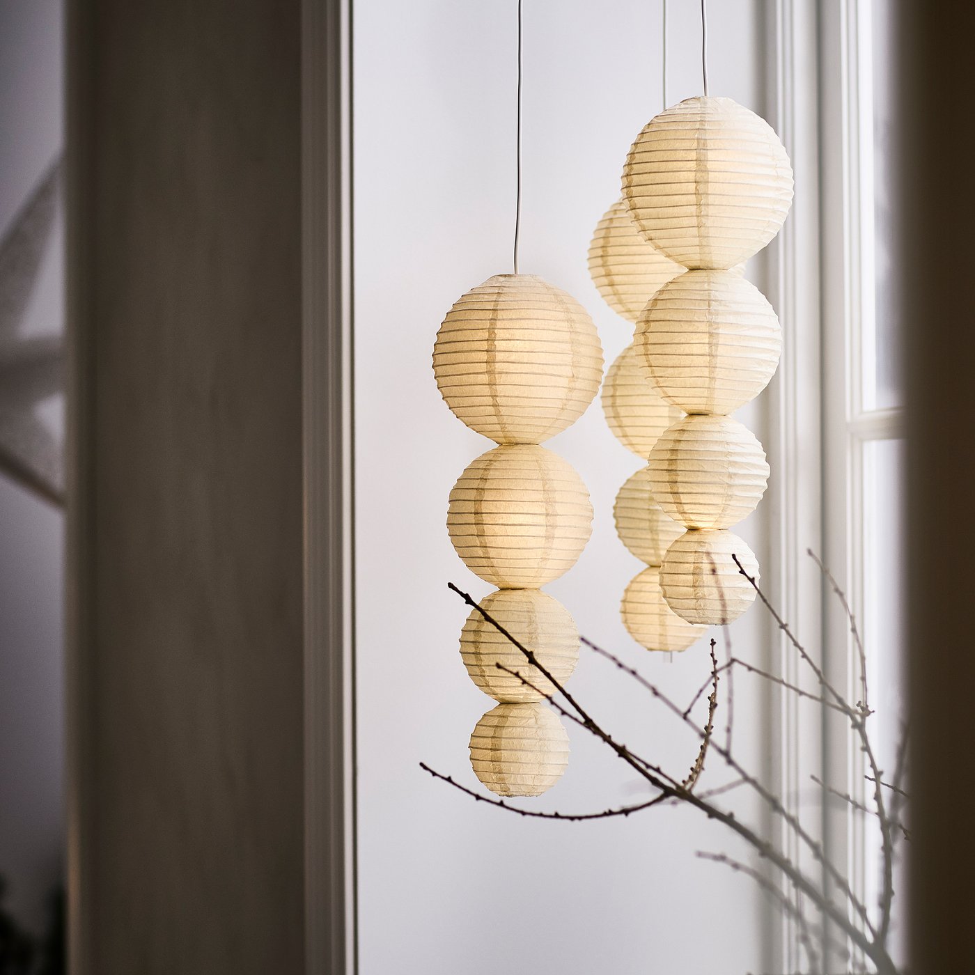 STRÅLA LED decorative pendant lamp, ball battery-operated/white, 13.5 cm