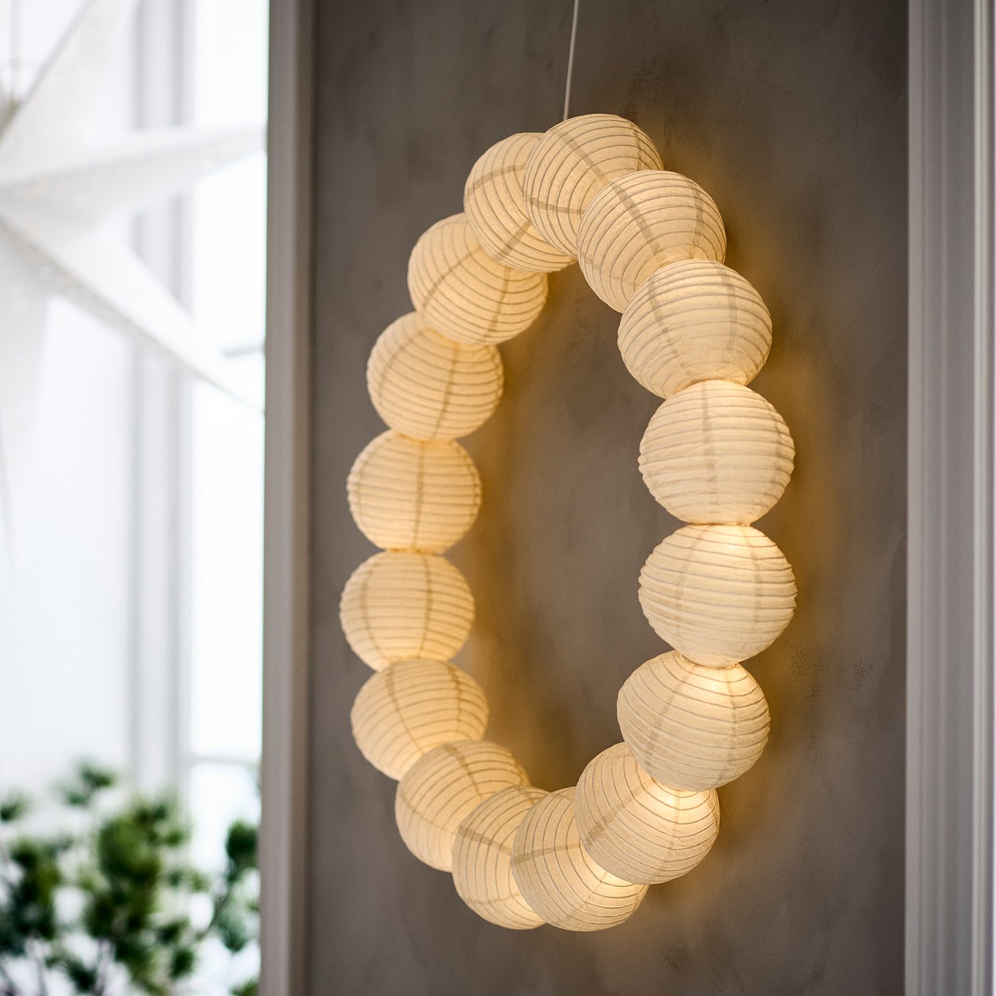 STRÅLA LED decorative pendant lamp, ball circle/white, 66 cm