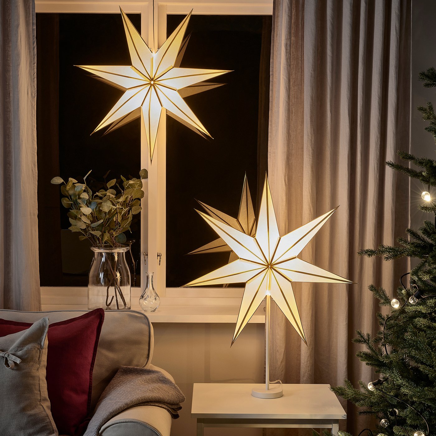 STRÅLA lamp shade, white/gold-colour, 70 cm