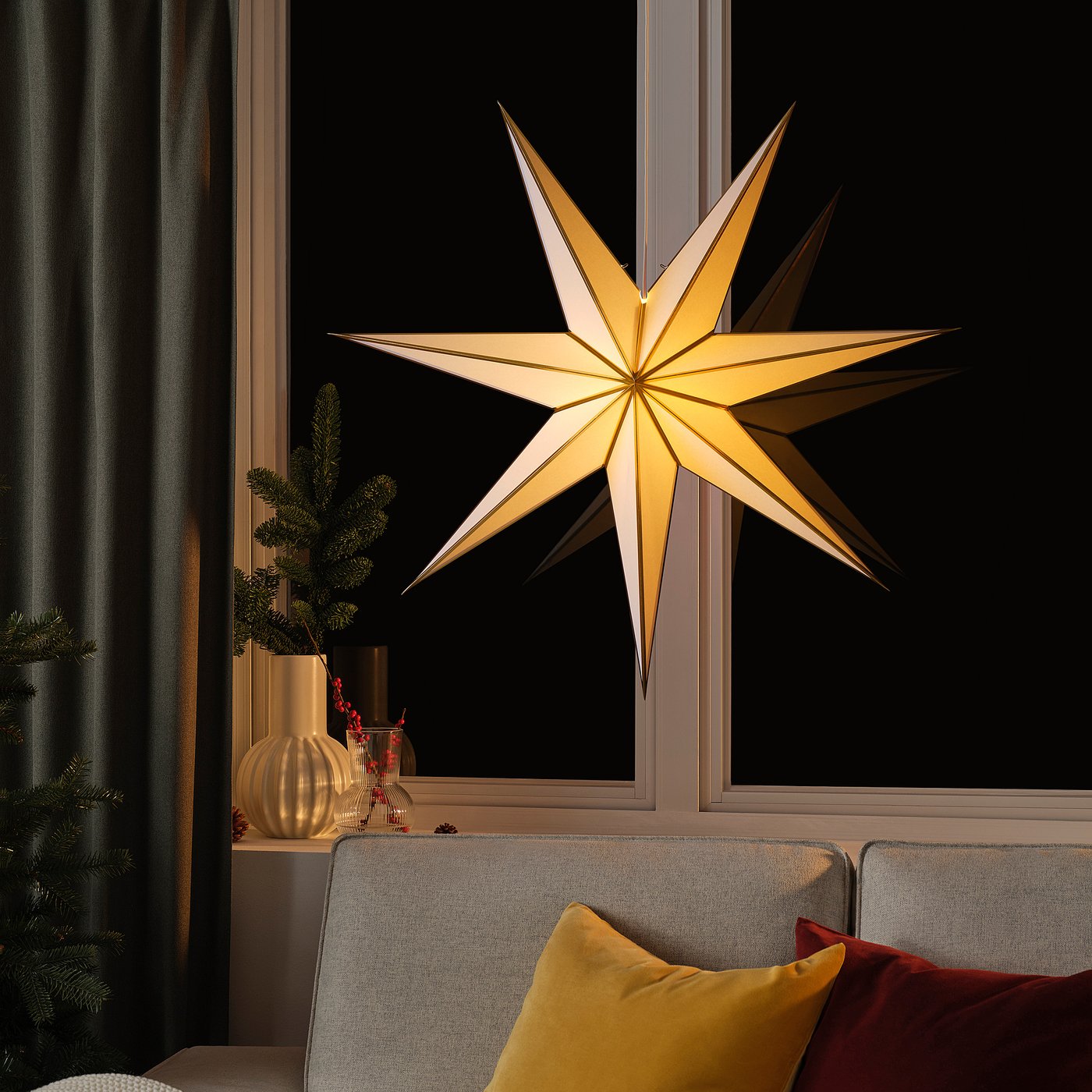 STRÅLA lamp shade, white/gold-colour, 90 cm