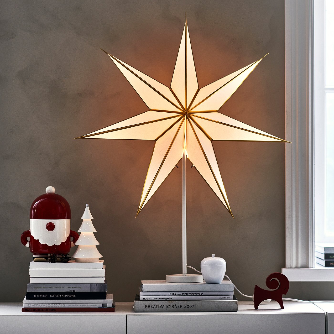 STRÅLA lamp shade, white/gold-colour, 70 cm