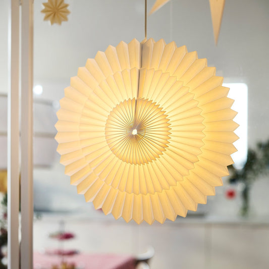 STRÅLA lamp shade, paper pleated/star white, 55 cm