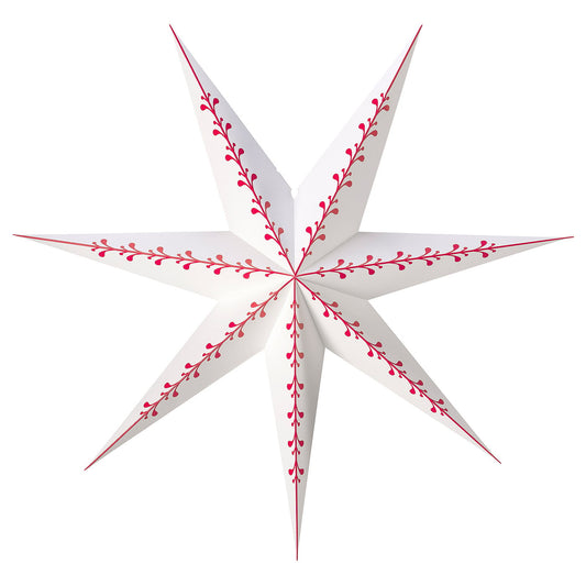 STRÅLA lamp shade, paper star/white red, 90 cm