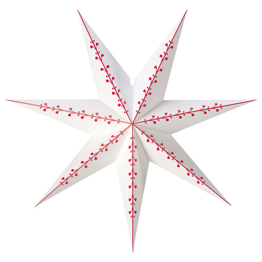 STRÅLA lamp shade, paper star/white red, 70 cm
