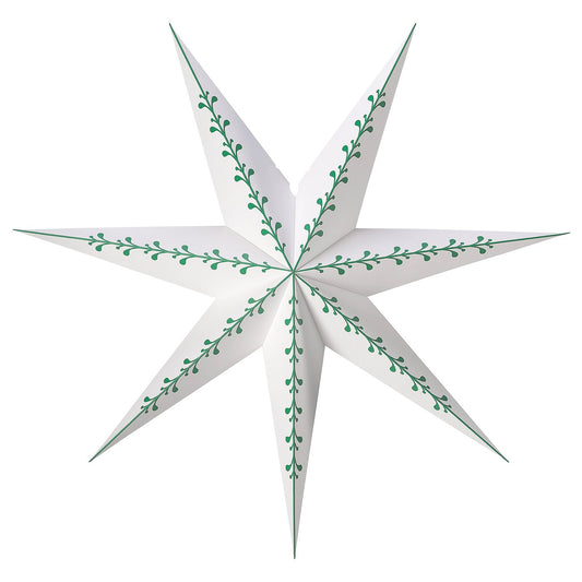 STRÅLA lamp shade, paper star/white green, 90 cm
