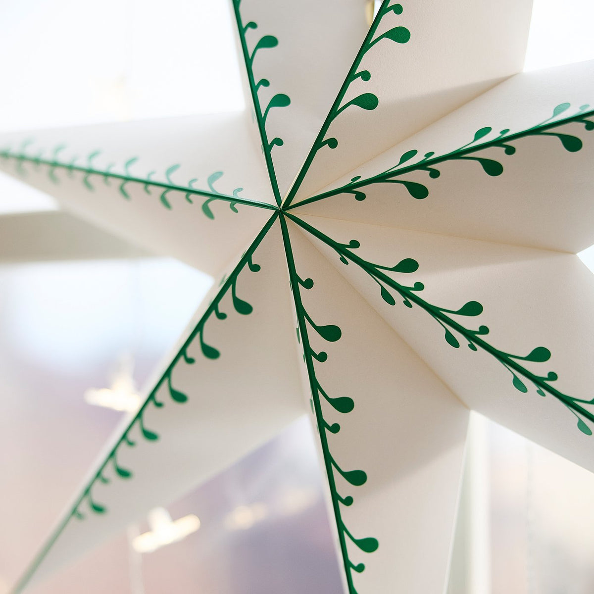 STRÅLA lamp shade, paper star/white green, 70 cm