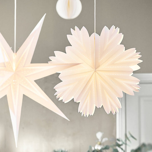 STRÅLA lamp shade, paper petal star/white, 55 cm
