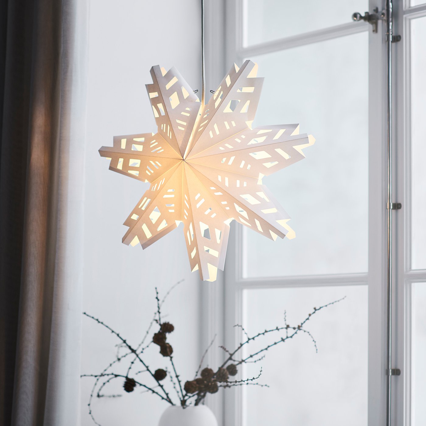 STRÅLA lamp shade, snowflake, 48 cm