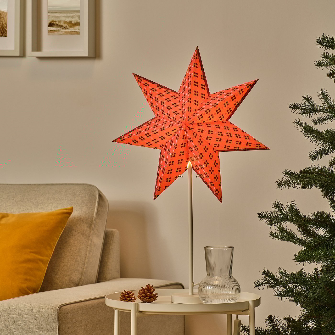 STRÅLA lamp shade, pink/green, 48 cm