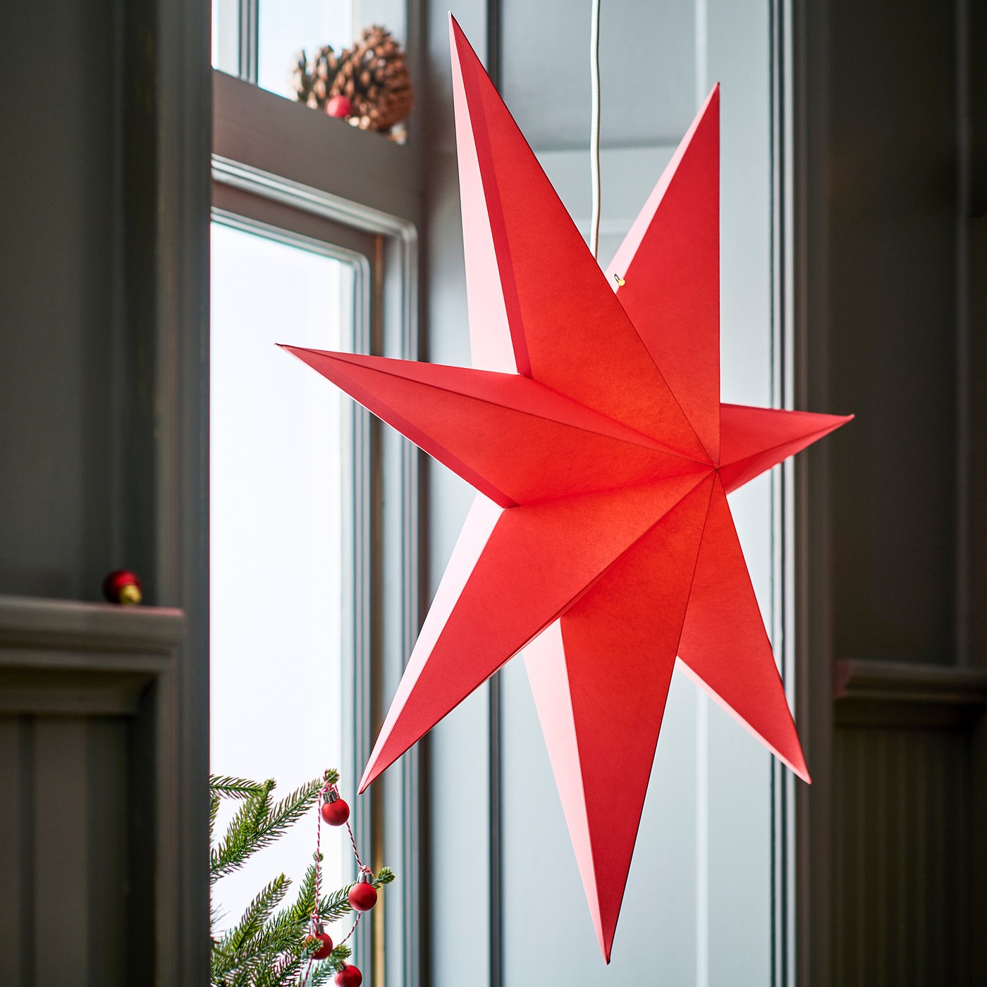 STRÅLA lamp shade, red, 70 cm