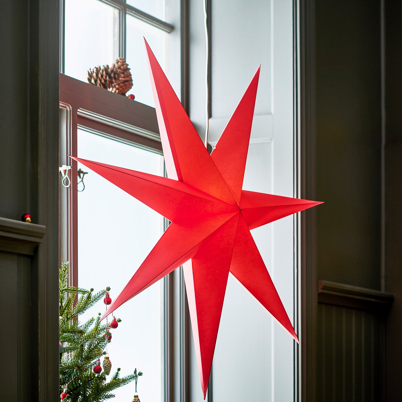 STRÅLA lamp shade, red, 90 cm