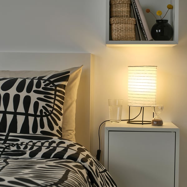 STRANDAD - Table lamp, white/black,29 cm