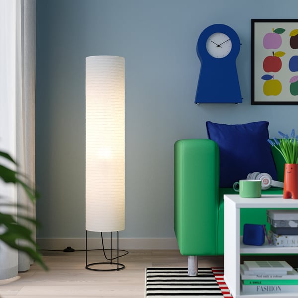 STRANDAD - Floor lamp, white/black