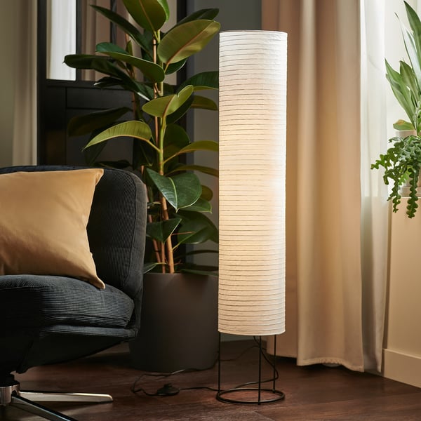 STRANDAD - Floor lamp, white/black