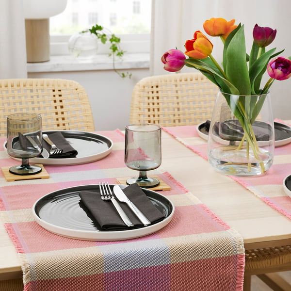 STRANDFLOKA table-runner, patterned/multicolour, 35x130 cm
